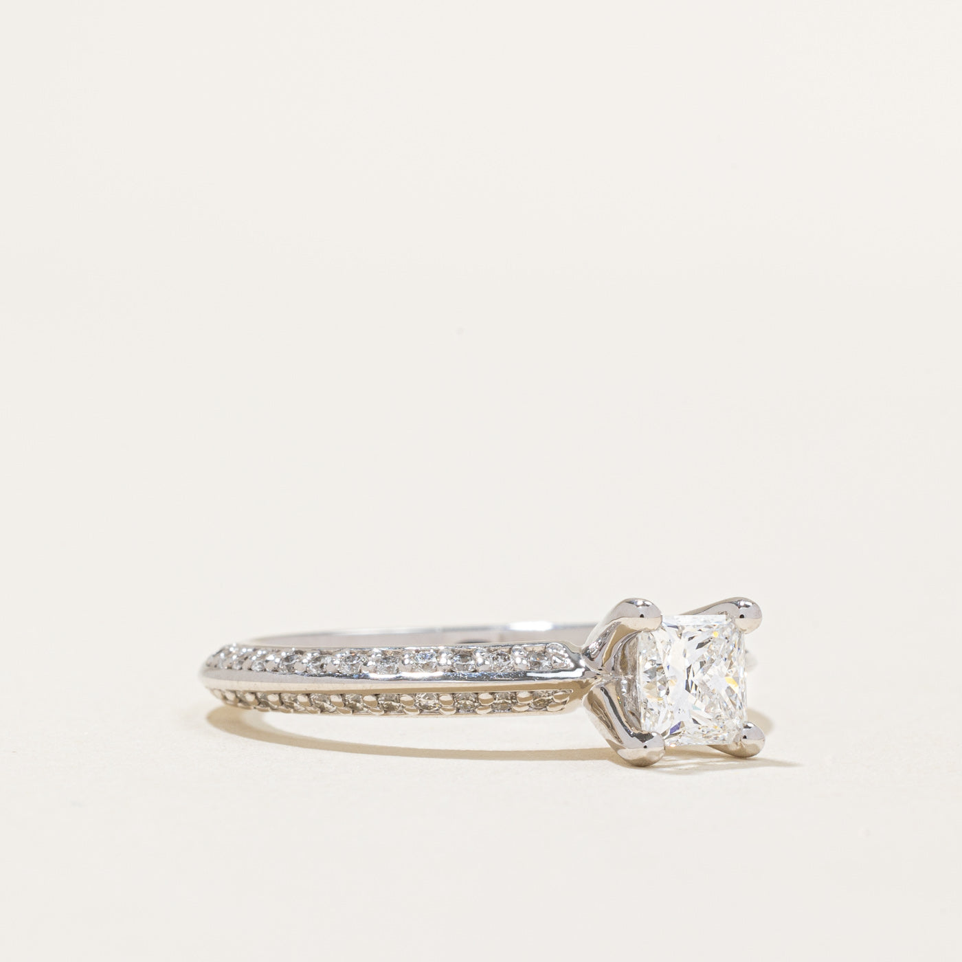 GIA Certified Diamond Solitaire with Knife Edge Shape 14k Ring  | 0.77ct, 0.48ctw | SZ 8