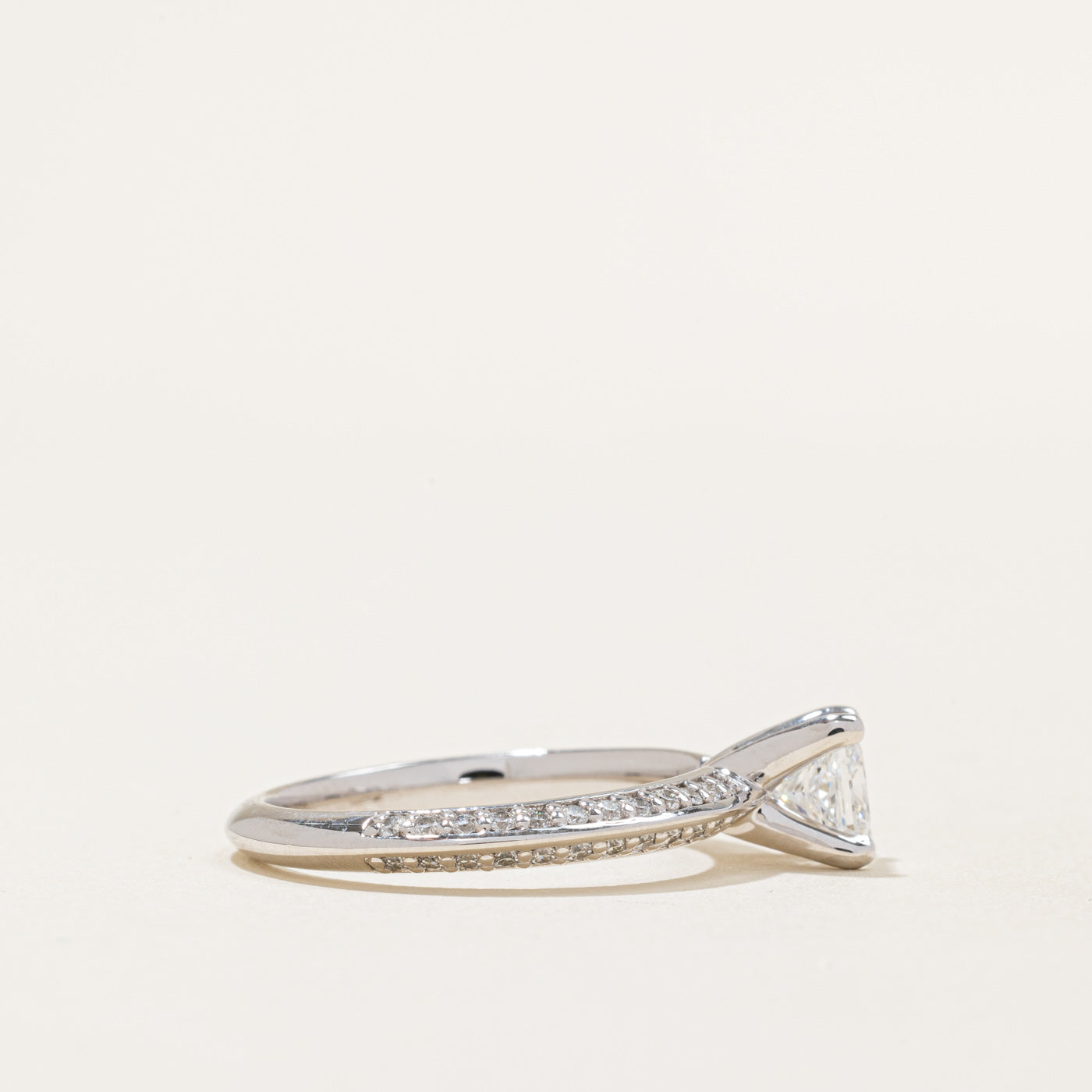 GIA Certified Diamond Solitaire with Knife Edge Shape 14k Ring  | 0.77ct, 0.48ctw | SZ 8