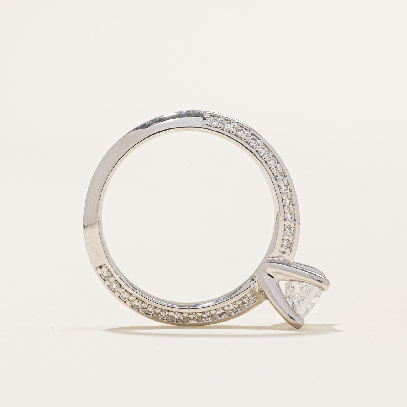 GIA Certified Diamond Solitaire with Knife Edge Shape 14k Ring  | 0.77ct, 0.48ctw | SZ 8