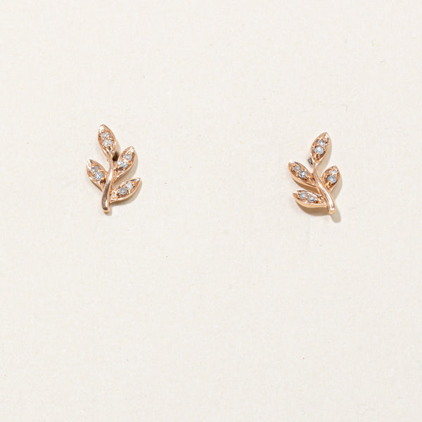 Diamond Leaf Earrings | 0.08ctw |