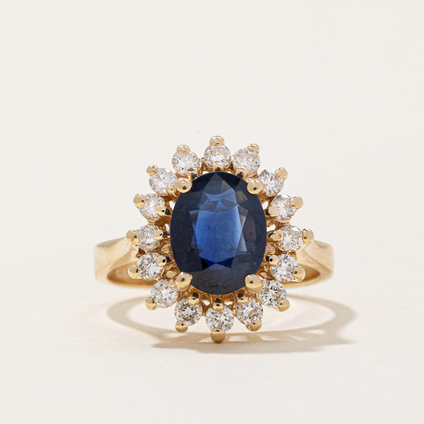 Sapphire & Diamond Halo Ring | 1.60ct, 0.48ctw | SZ 5 |