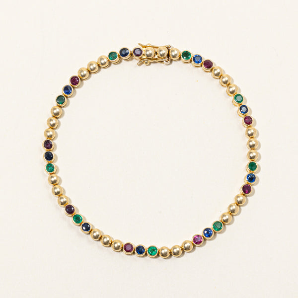 Bezel Set Multi Gem Bracelet | 1.75ctw | 7