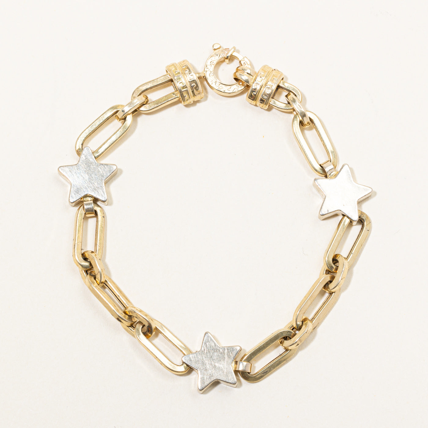 14k Two Tone Gold Star Bracelet | 7.5