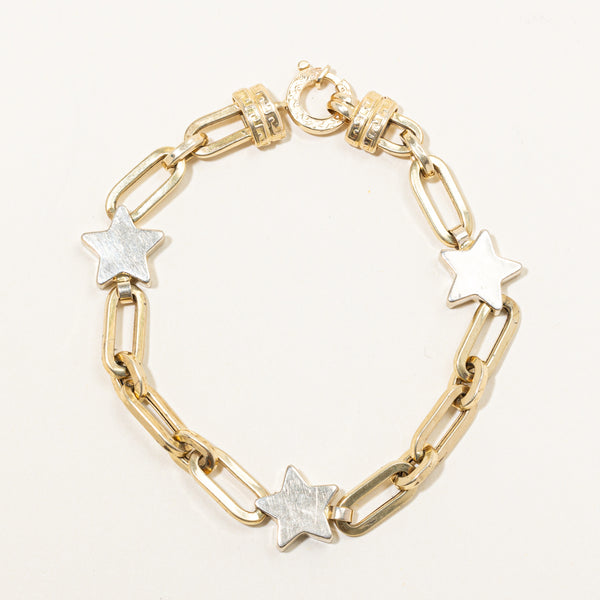 14k Two Tone Gold Star Bracelet | 7.5