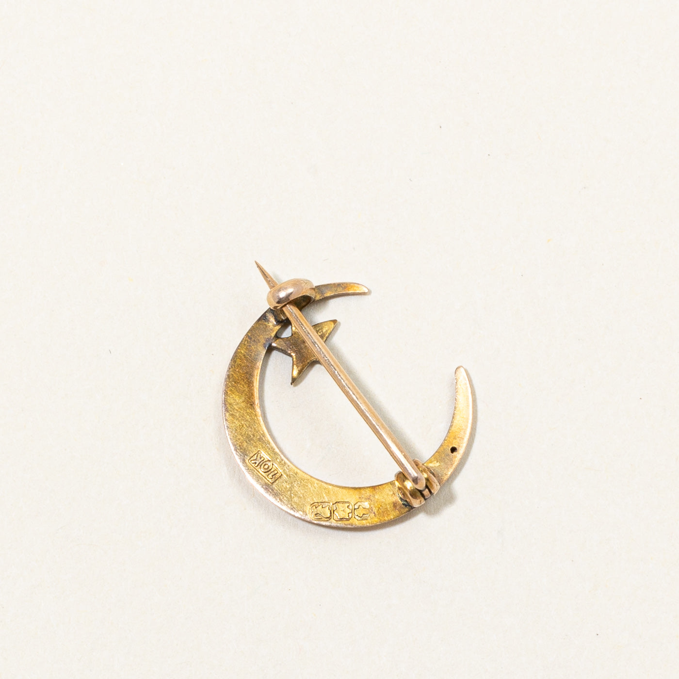 Seed Pearl Crescent Moon Brooch