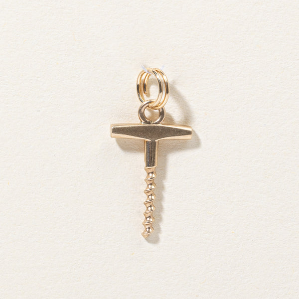 14k Yellow Gold Corkscrew Charm