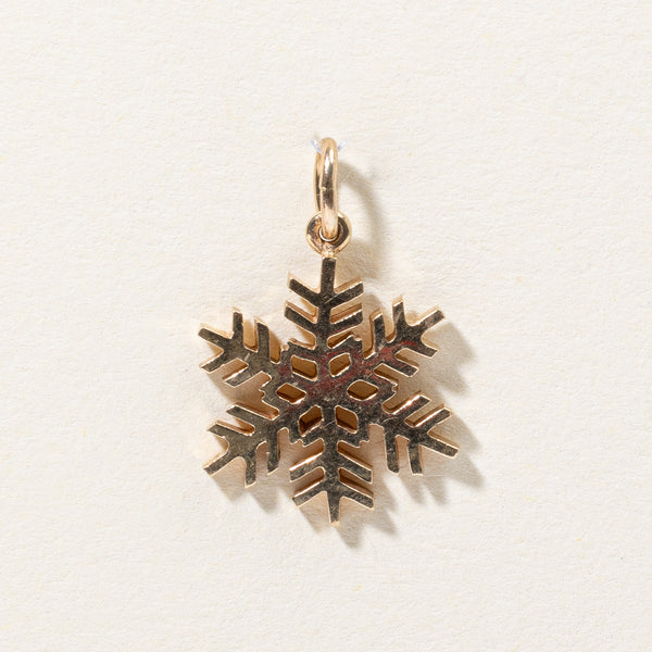 14k Yellow Gold Snowflake Charm