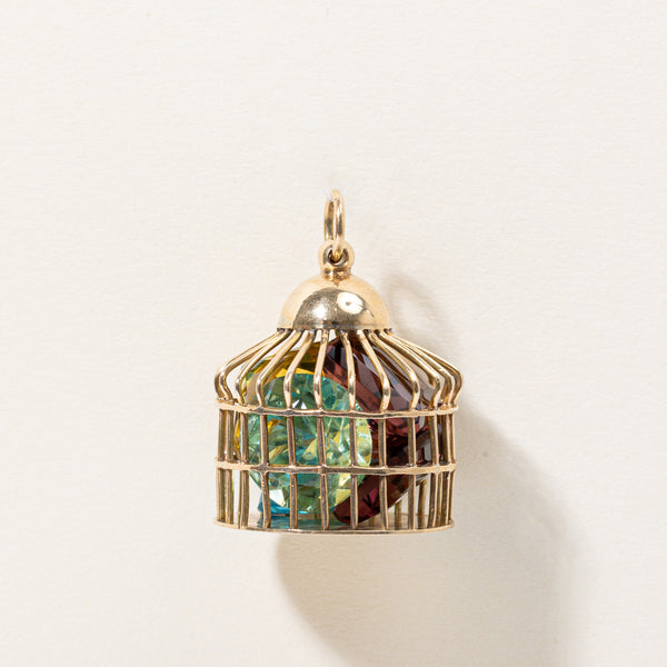 Multi Coloured Glass Stone Birdcage Pendant | 40.00ctw |