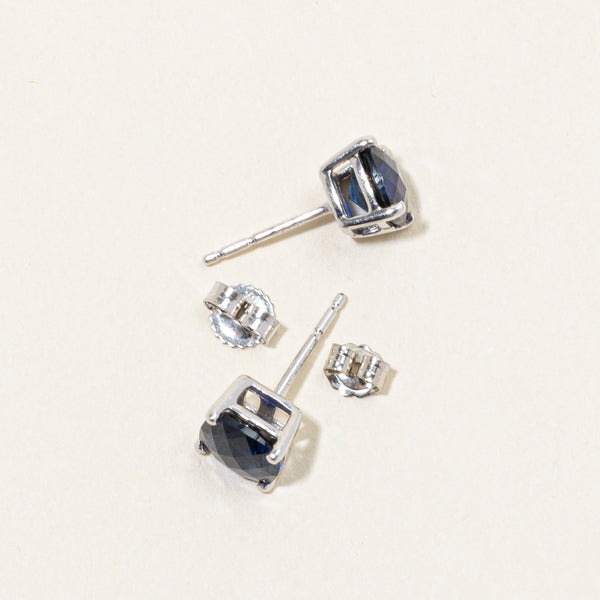 Synthetic Sapphire Stud Earrings | 2.00ctw |