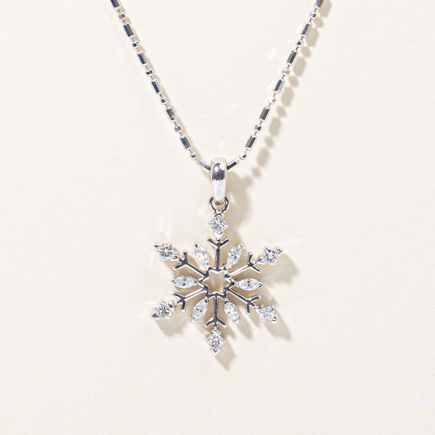 Diamond Snowflake Pendant & Necklace | 0.66ctw | 18