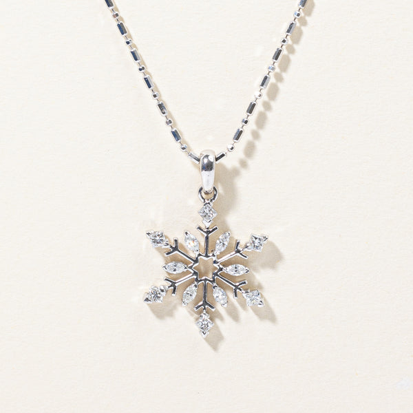 Diamond Snowflake Pendant & Necklace | 0.66ctw | 18