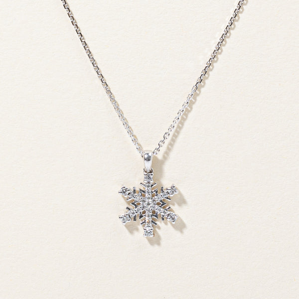 Diamond Snowflake Pendant Necklace | 0.15ctw | 19