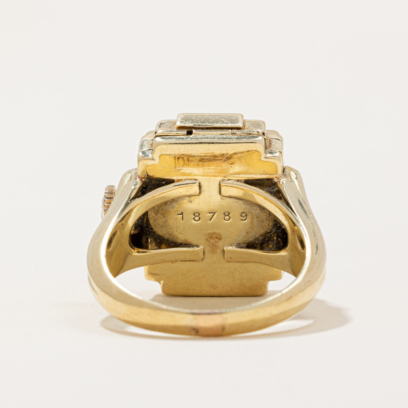 Antique 'Birks' 14k Yellow Gold Watch Face Ring | SZ 8 |