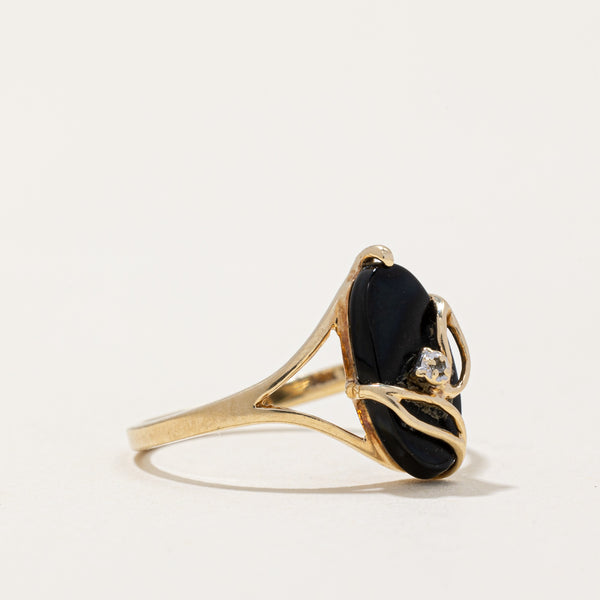 Onyx & Diamond Cocktail Ring | 1.00ct, 0.01ct | SZ 6.25 |