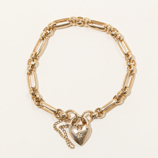 Diamond Heart Lock Bracelet | 0.02ct | 7