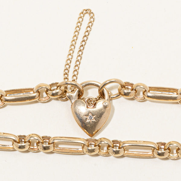 Diamond Heart Lock Bracelet | 0.02ct | 7