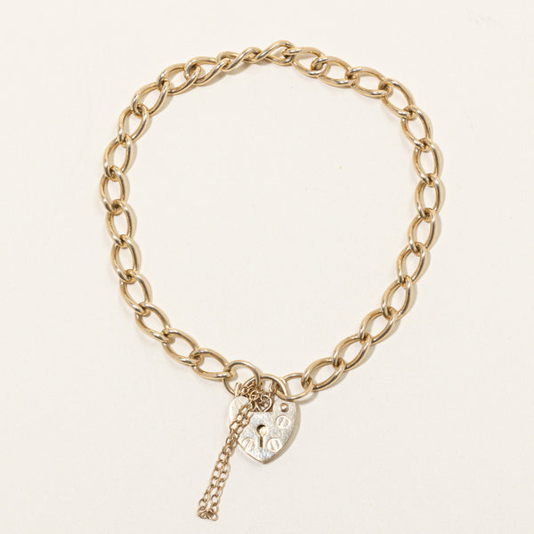 9k Yellow Gold Heart Lock Bracelet | 7