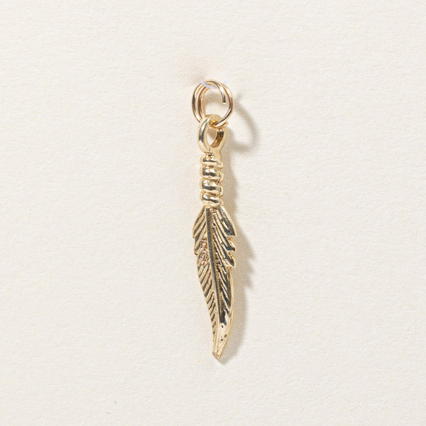 10k Yellow Gold Feather Charm