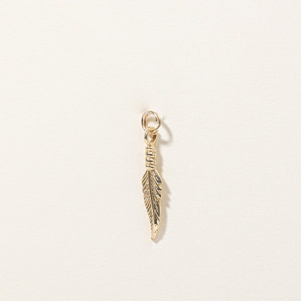 10k Yellow Gold Feather Charm