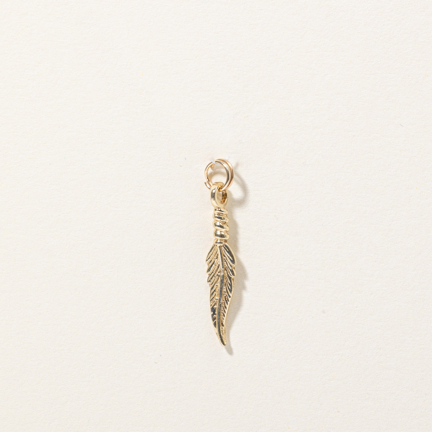 10k Yellow Gold Feather Charm