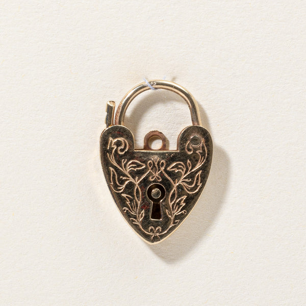 9k Yellow Gold Heart Lock Charm