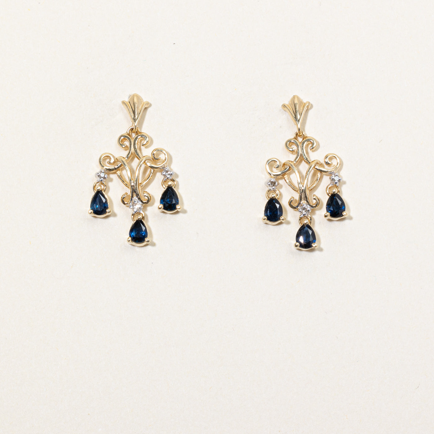 Sapphire & Diamond Drop Earrings | 1.02ctw, 0.03ctw |