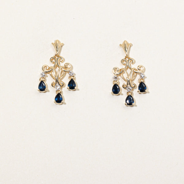 Sapphire & Diamond Drop Earrings | 1.02ctw, 0.03ctw |