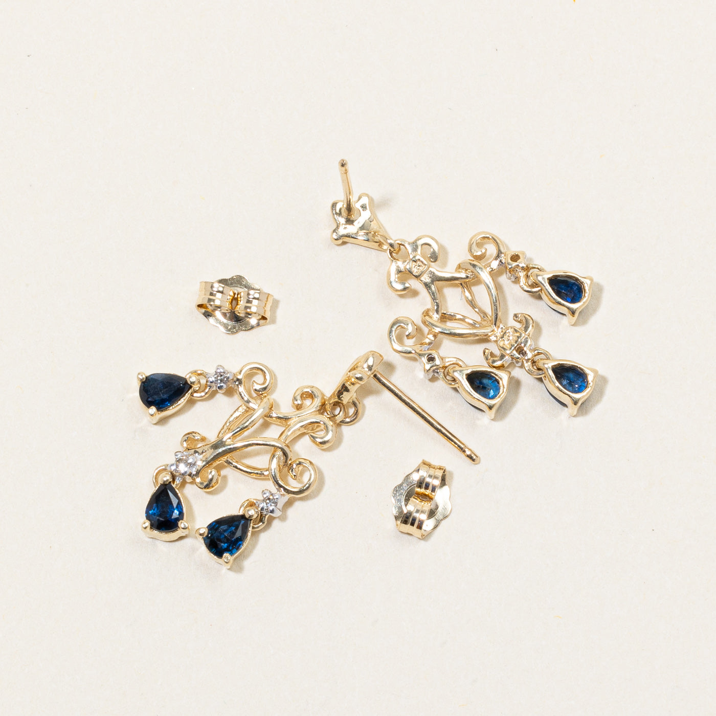 Sapphire & Diamond Drop Earrings | 1.02ctw, 0.03ctw |