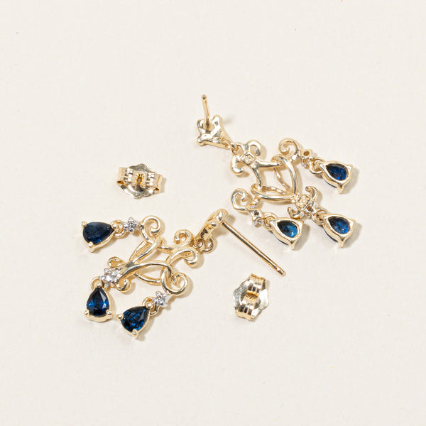 Sapphire & Diamond Drop Earrings | 1.02ctw, 0.03ctw |