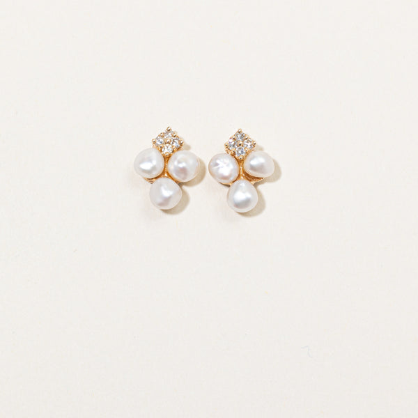 Pearl & Diamond Earrings | 0.16ctw |