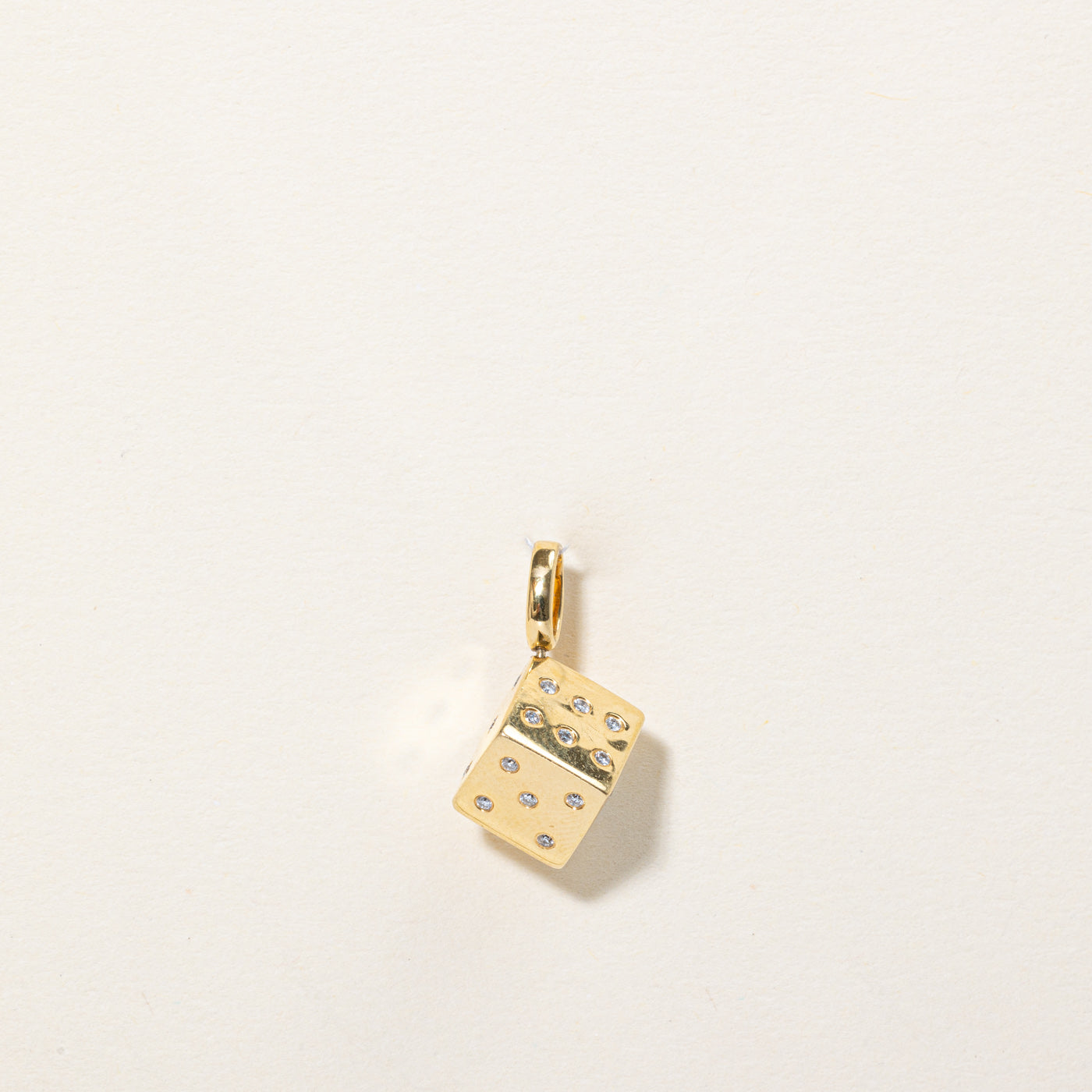 Flush Set Diamond Six Sided Dice Charm | 0.10ctw |