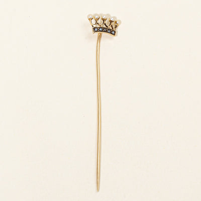 Seed Pearl Crown Pin