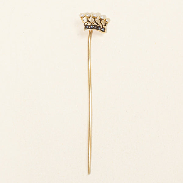 Seed Pearl Crown Pin