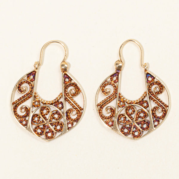 10k Yellow Gold Lattice Hoop Earrings