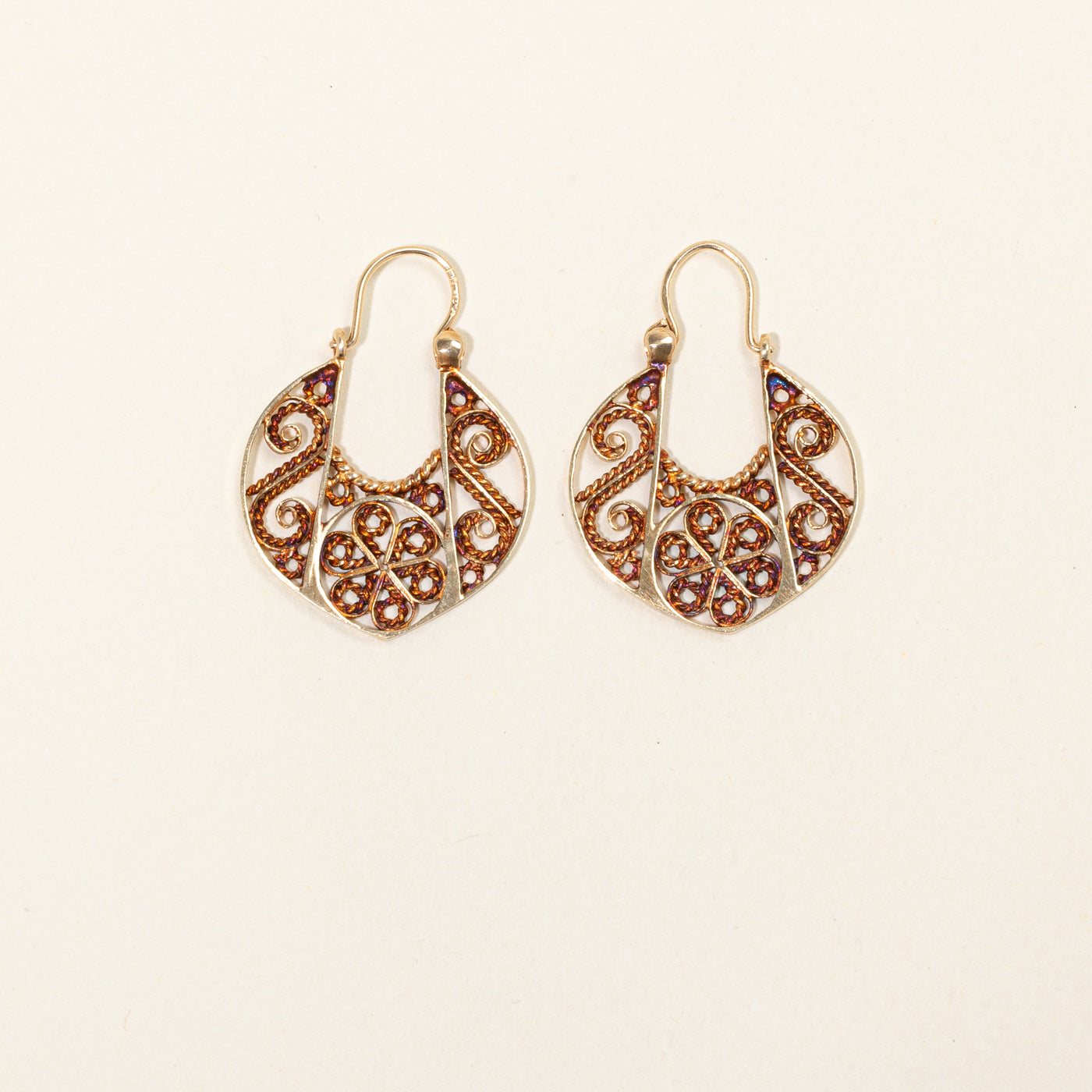 10k Yellow Gold Lattice Hoop Earrings