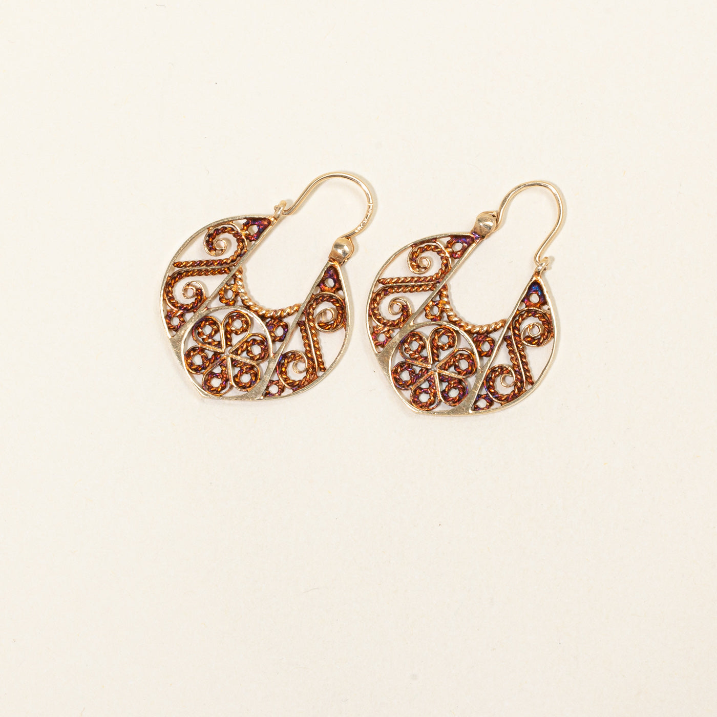 10k Yellow Gold Lattice Hoop Earrings