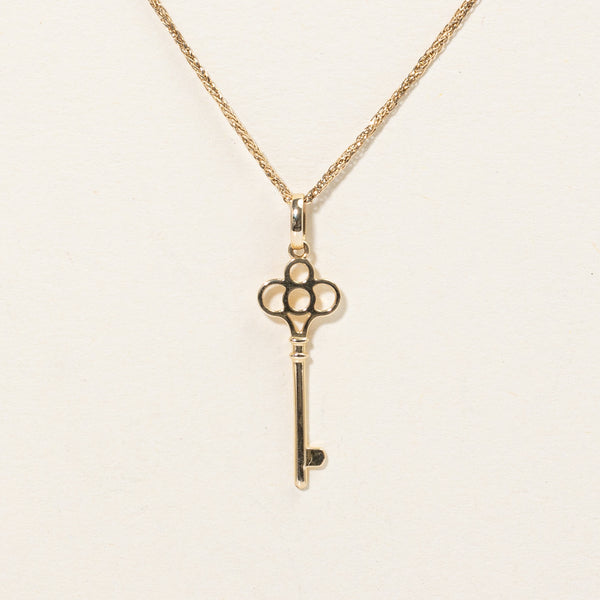 14k Yellow Gold Key Charm & Necklace | 18