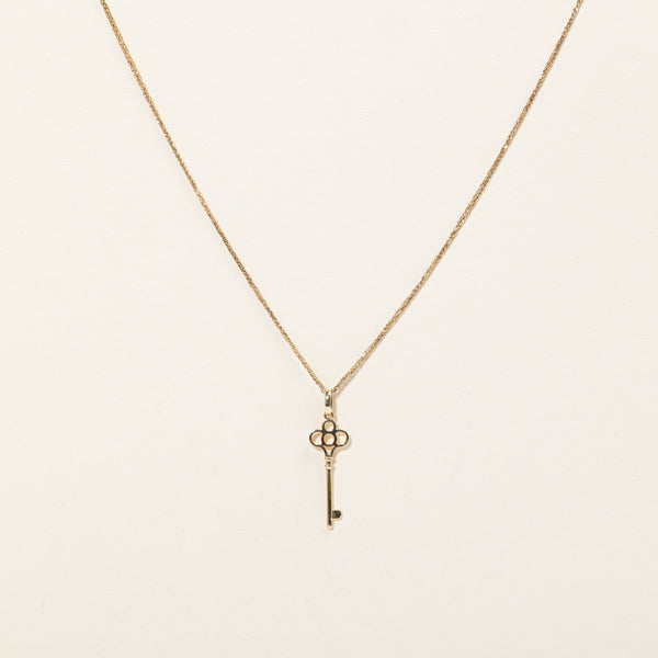 14k Yellow Gold Key Charm & Necklace | 18