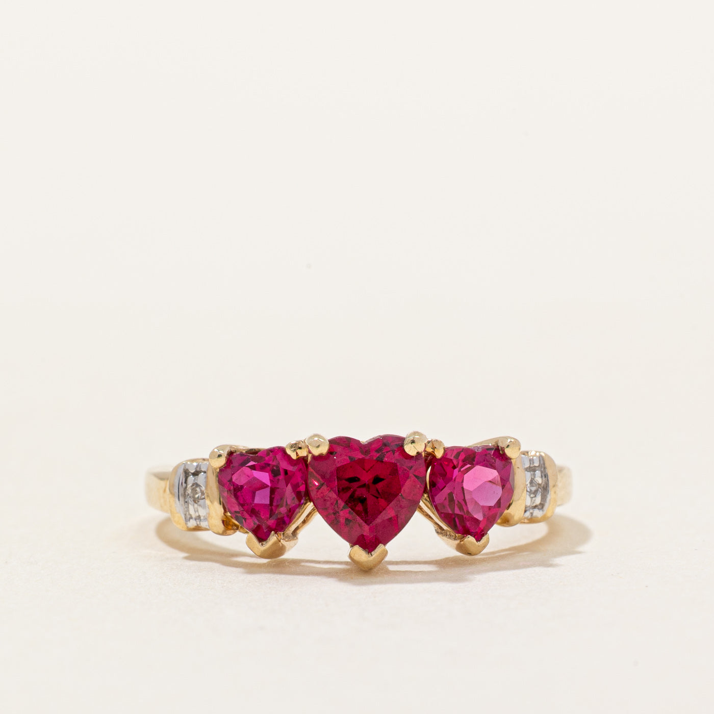 Synthetic Ruby Heart & Natural Diamond Ring | 1.05ctw, 0.01ctw | SZ 5.5 |