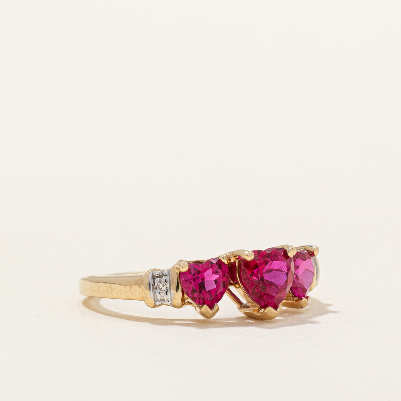 Synthetic Ruby Heart & Natural Diamond Ring | 1.05ctw, 0.01ctw | SZ 5.5 |