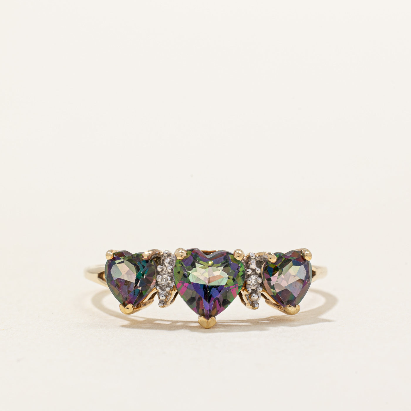 Mystic Topaz Heart & Diamond Ring | 1.55ctw, 0.01ctw | SZ 10.25 |