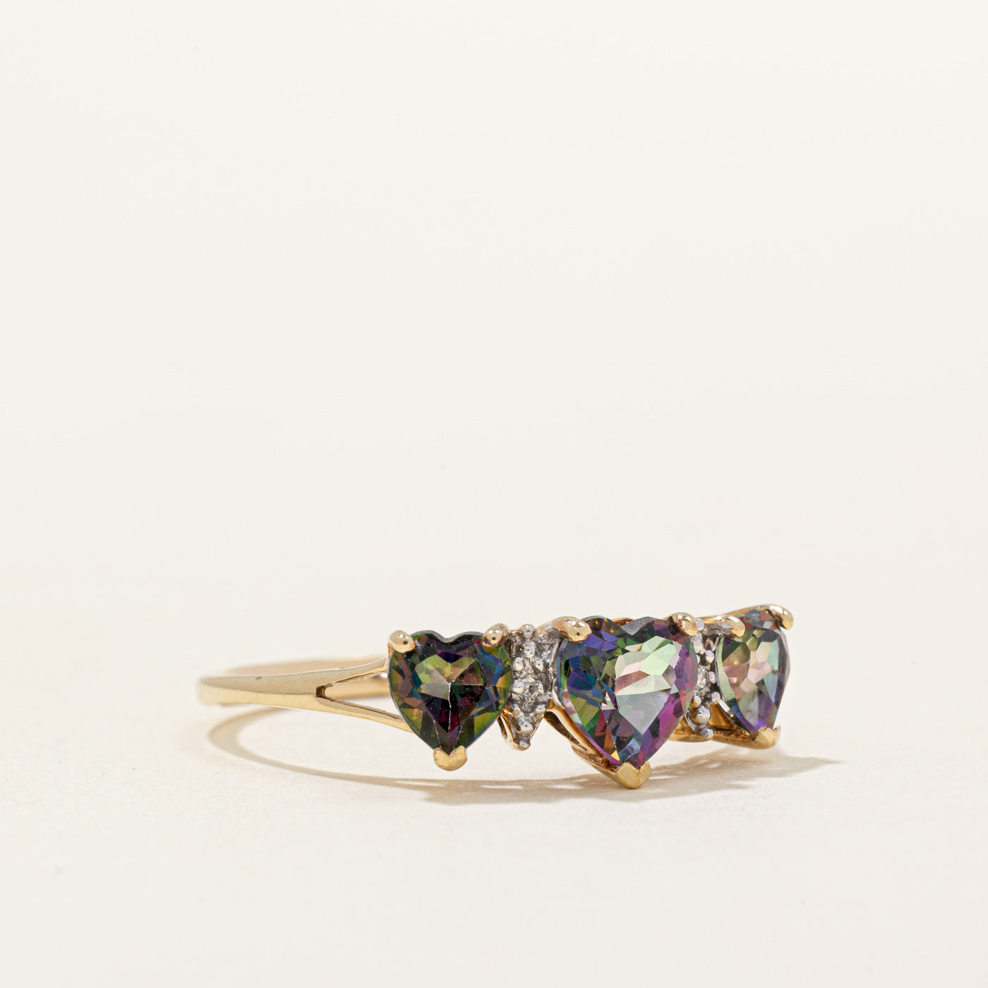 Mystic Topaz Heart & Diamond Ring | 1.55ctw, 0.01ctw | SZ 10.25 |