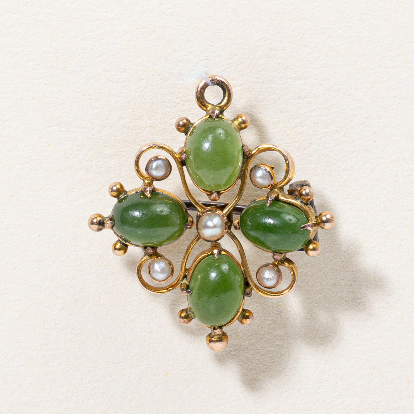 Nephrite Jade & Pearl Pendant & Brooch | 2.20ctw |