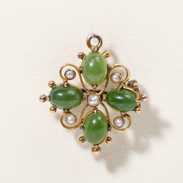 Nephrite Jade & Pearl Pendant & Brooch | 2.20ctw |