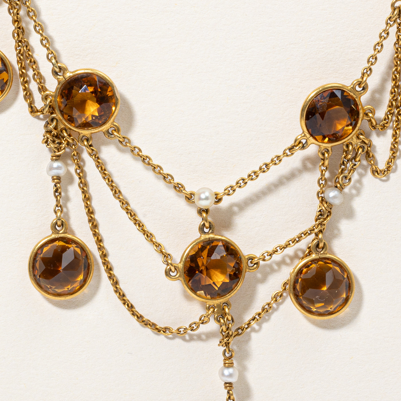 Citrine & Pearl Cocktail Necklace | 15.00ctw | 14" |