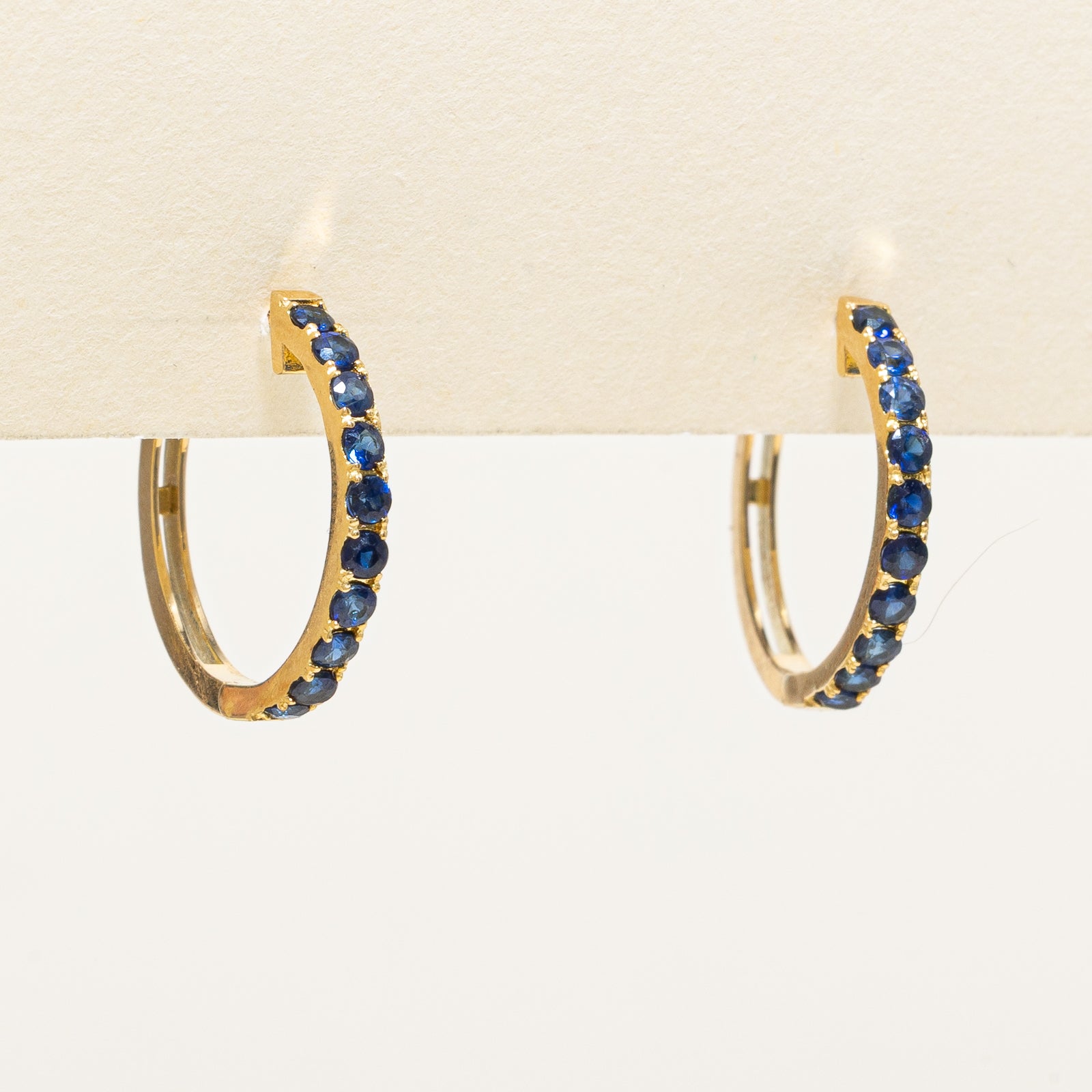 Pave Set Sapphire Huggie Earrings | 0.60ctw