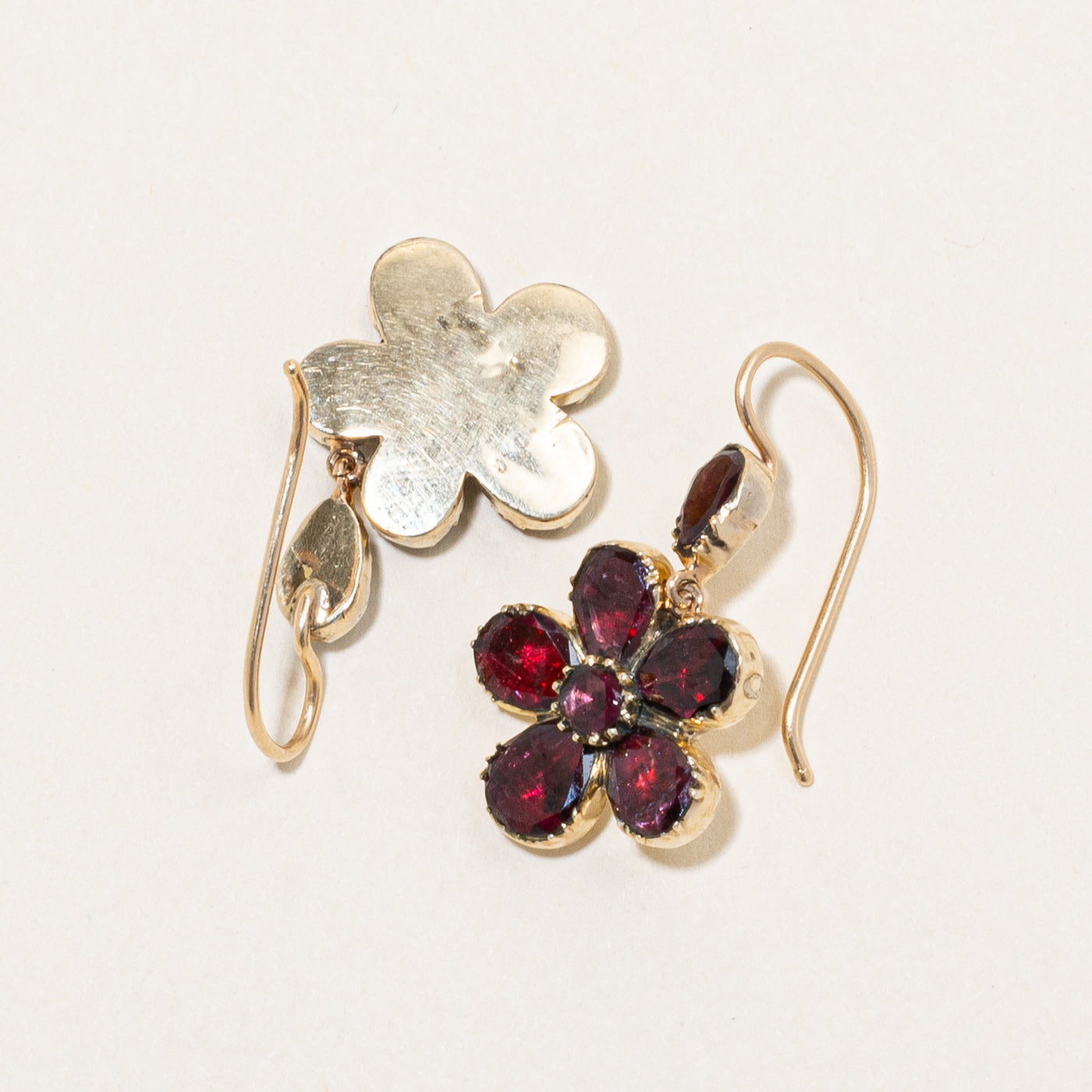 Garnet Flower Fish Hook Earrings | 5.50ctw |