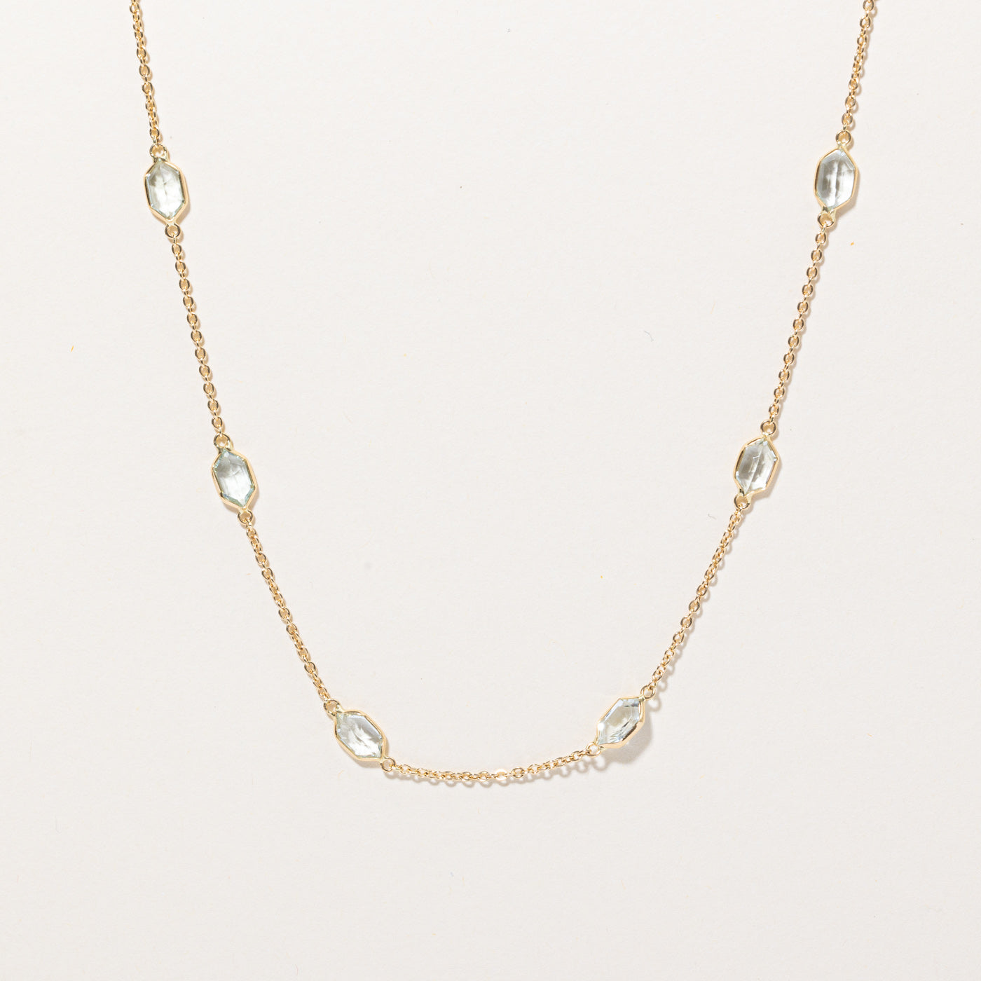 Vintage Lozenge-cut Natural Aquamarine Necklace | 4.63ctw | 18" |