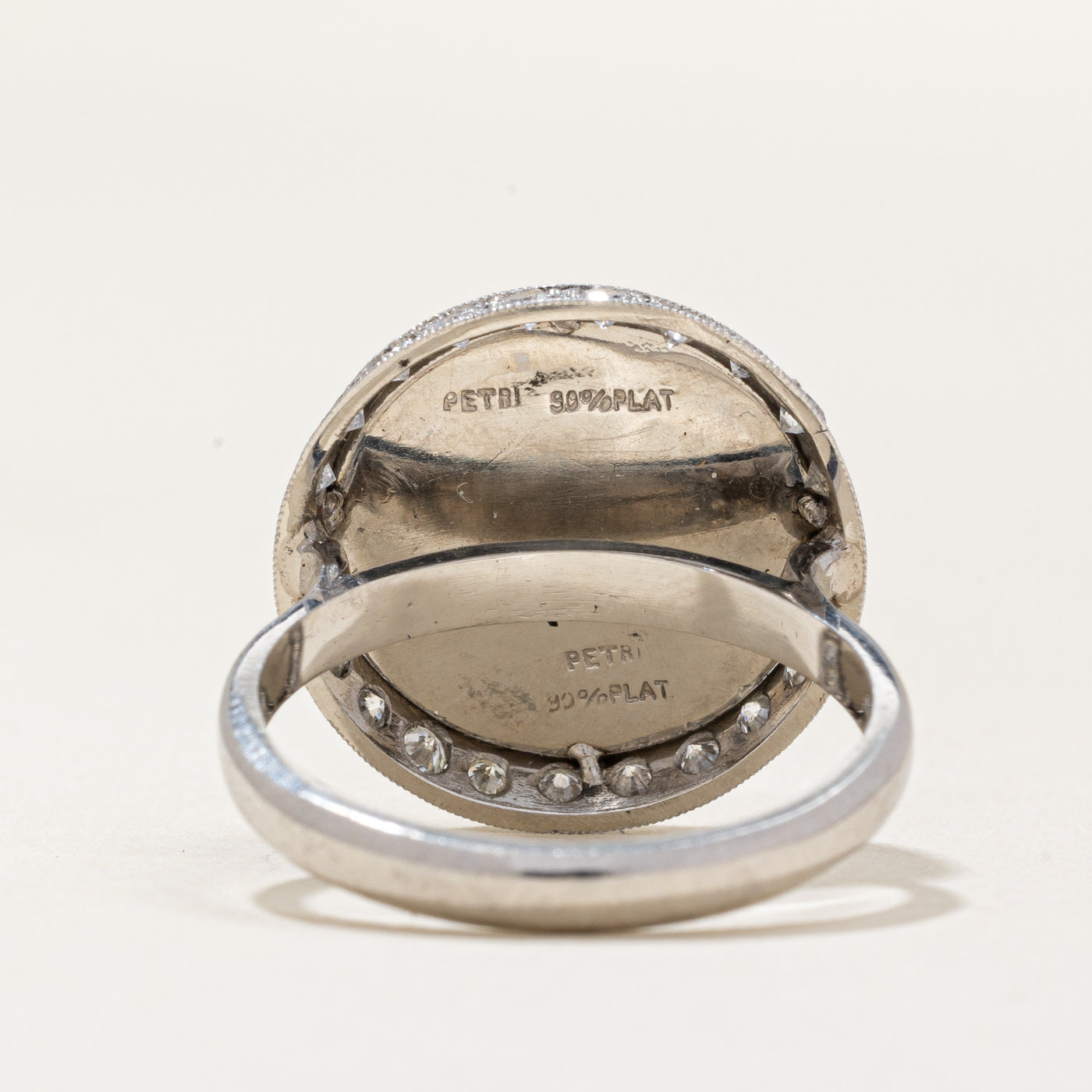Art Deco Era Essex Crystal Ring With Portrait of a Hound | 0.57ctw | SZ 6.75 |