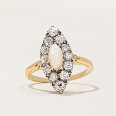 Victorian Opal & Diamond Navette Ring | 0.48ct, 0.96ctw | SZ 5.75 |